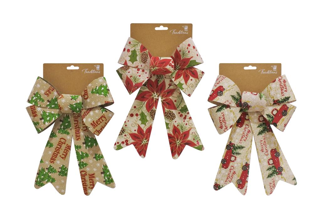 Vintage Printed Bow 16X25cm - Click Image to Close