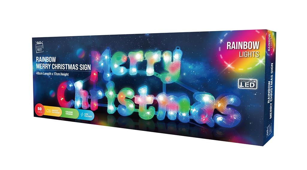 LED Merry Christmas Sign Cols Chng - Click Image to Close