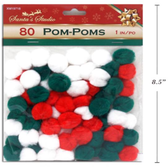 Pom Poms 80 Pack ( Assorted ) - Click Image to Close