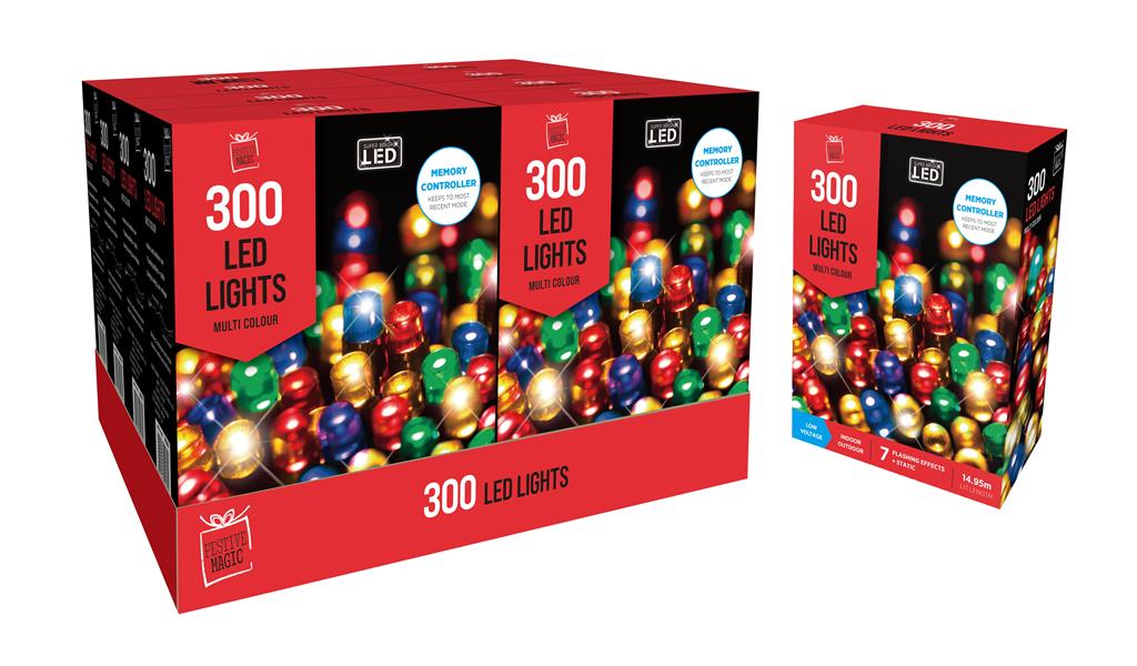 LED Lights 300 Multicoloured - Click Image to Close