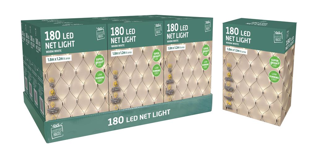 LED NET LIGHTS 180 WARM WHITE - Click Image to Close