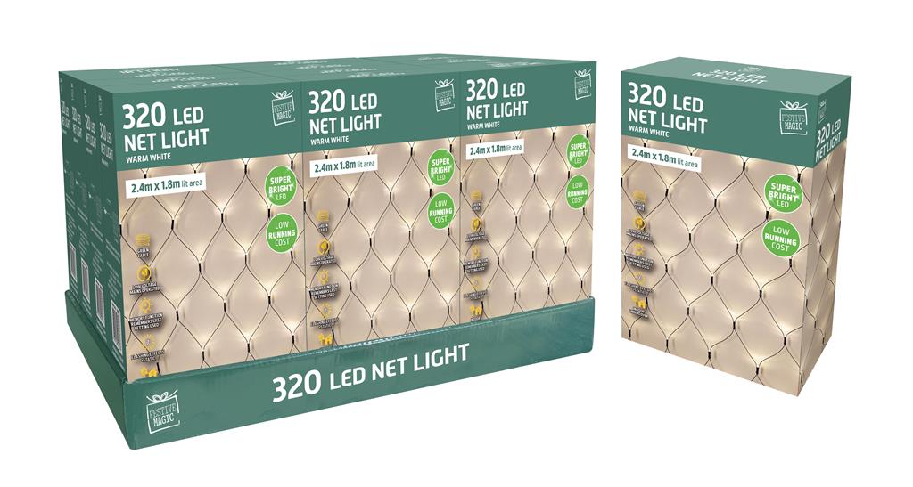 Led Net Lights 320 Warm White - Click Image to Close