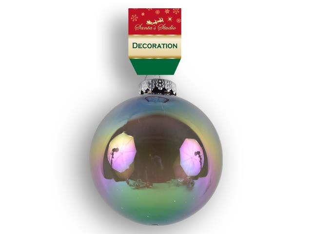 Christmas 100mm Irridescent Bauble - Click Image to Close