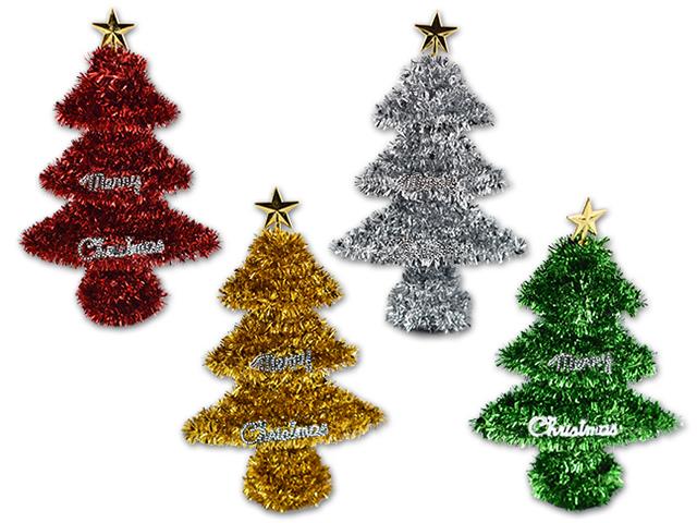 Christmas 8" Tinsel 3D Christmas Tree Tabletop - Click Image to Close