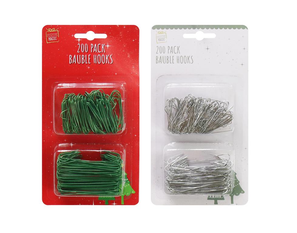 Bauble Hook 200 Pack ( Assorted Designs ) - Click Image to Close