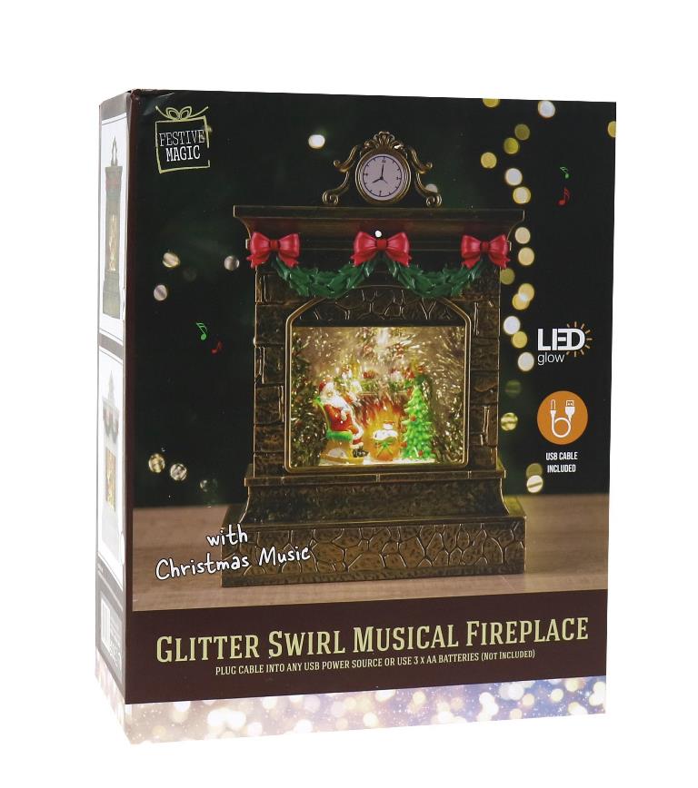 Glitter Swirl Musical Fireplace LED Usb - Click Image to Close