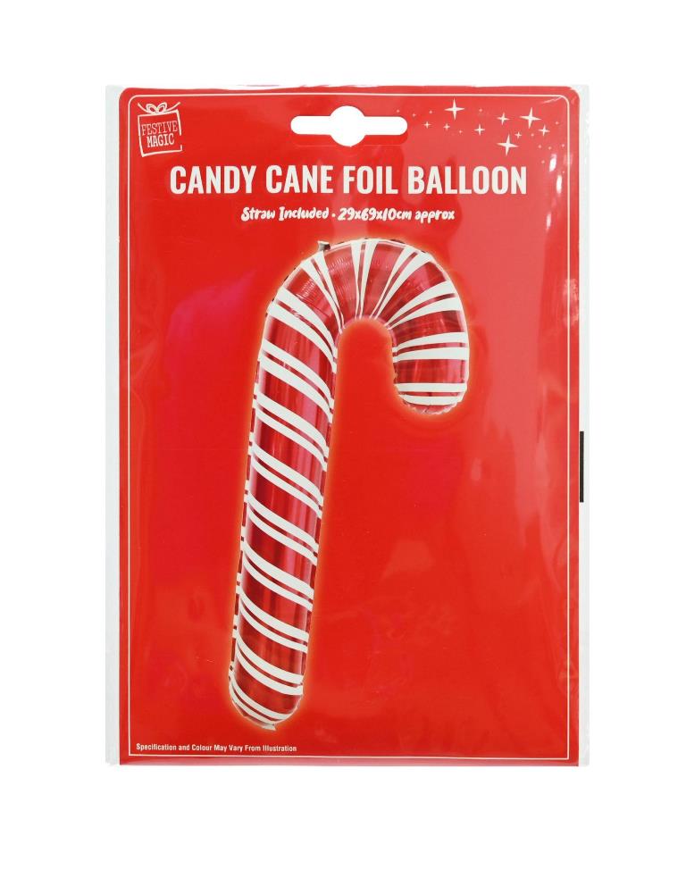 Christmas Foil Balloon Candy Cane - Click Image to Close