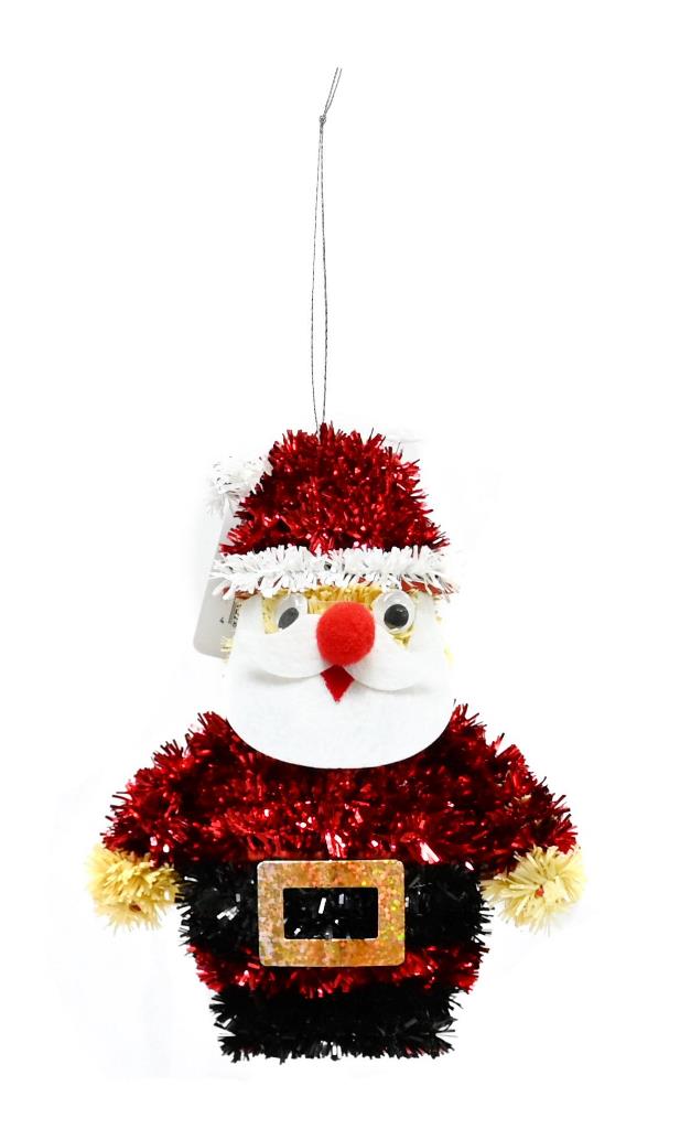 Tinsel Santa Claus Decoration 18cm - Click Image to Close