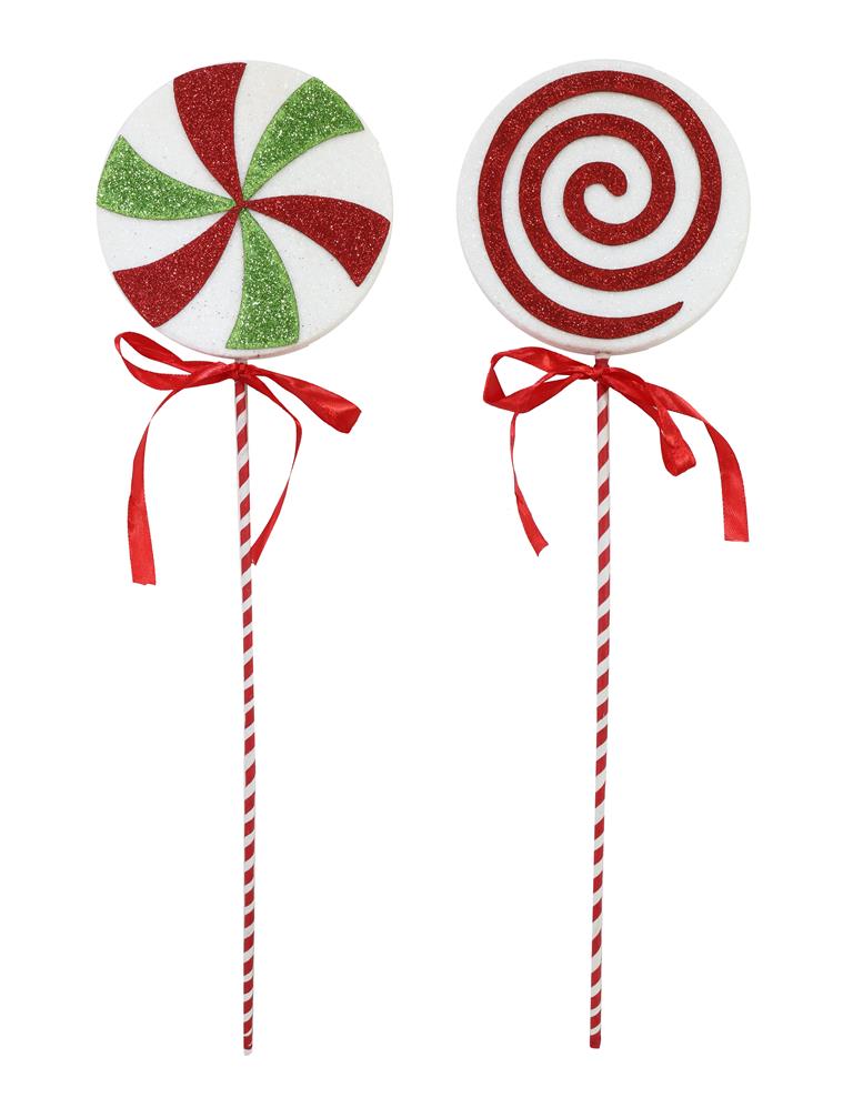 Candy Cane Lollipop Pick 45cm Glitter - Click Image to Close