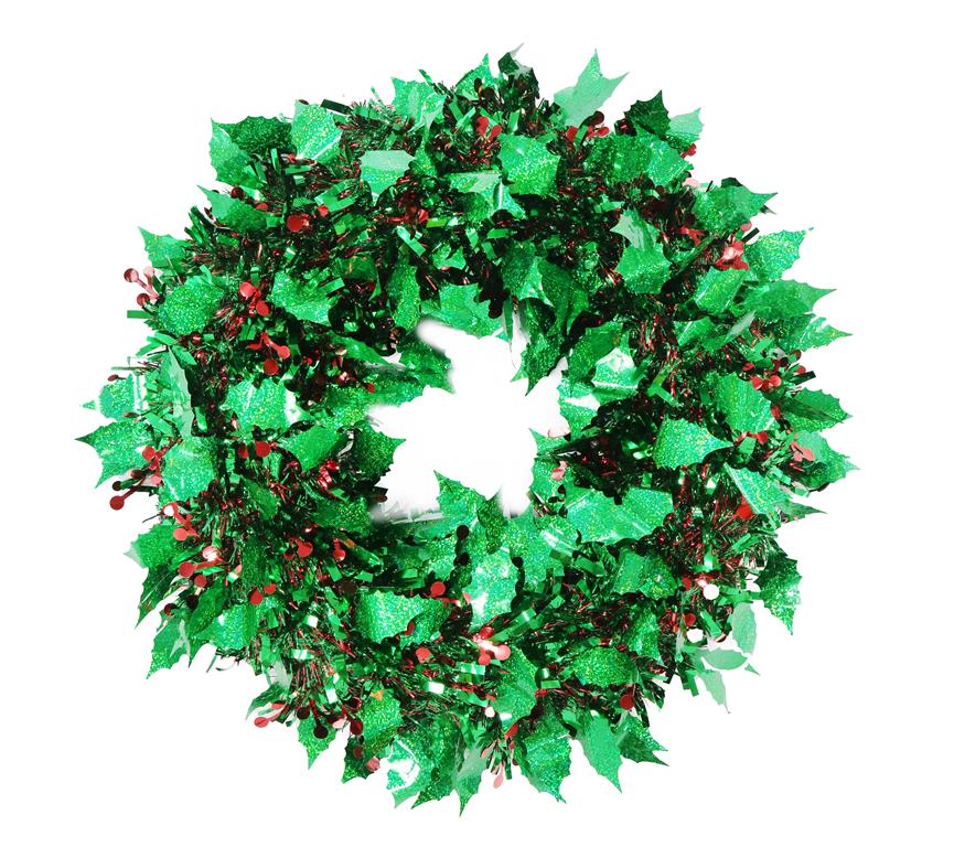 Tinsel Holly Berry Wreath 39cm - Click Image to Close