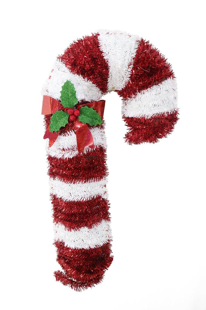 Tinsel Candy Cane Plaque 60cm - Click Image to Close