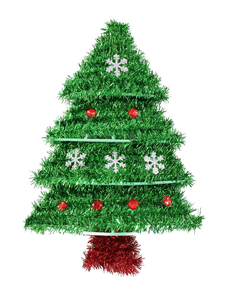 Tinsel Tree Plaque 35cm With Decoration - Click Image to Close