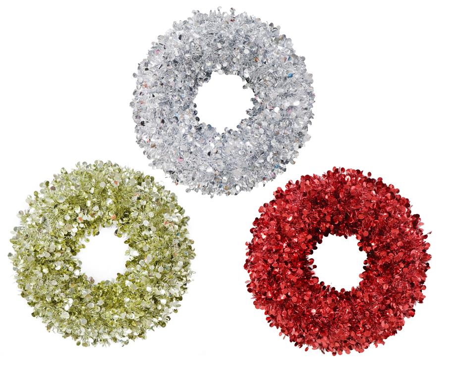 TINSEL WREATH DOTS 39cm - Click Image to Close