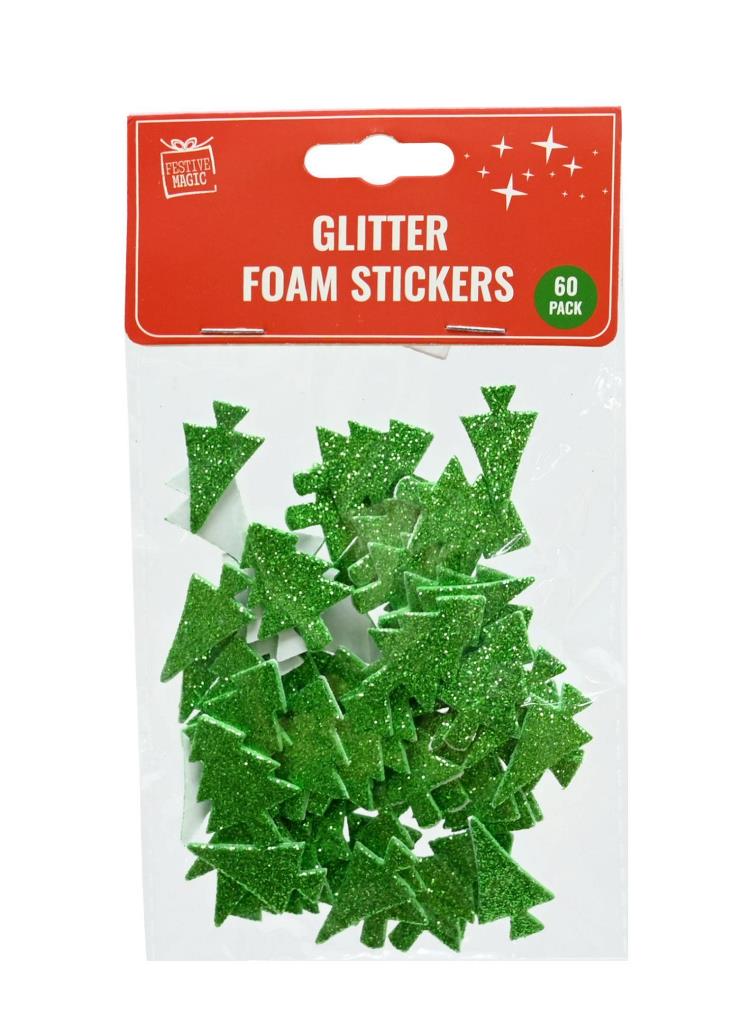 Glitter Tree Foam Stickers 60 Pieces - Click Image to Close