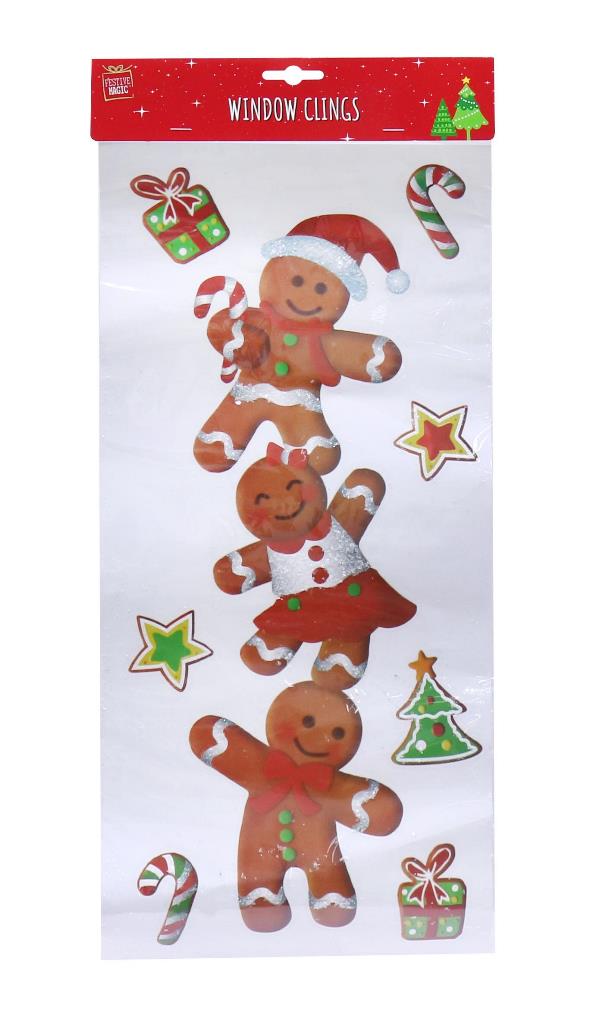 Gingerbread Window Cling Glitter - Click Image to Close