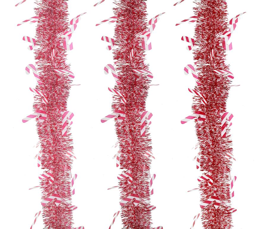 Candy Cane Tinsel 2m ( Assorted Design ) - Click Image to Close