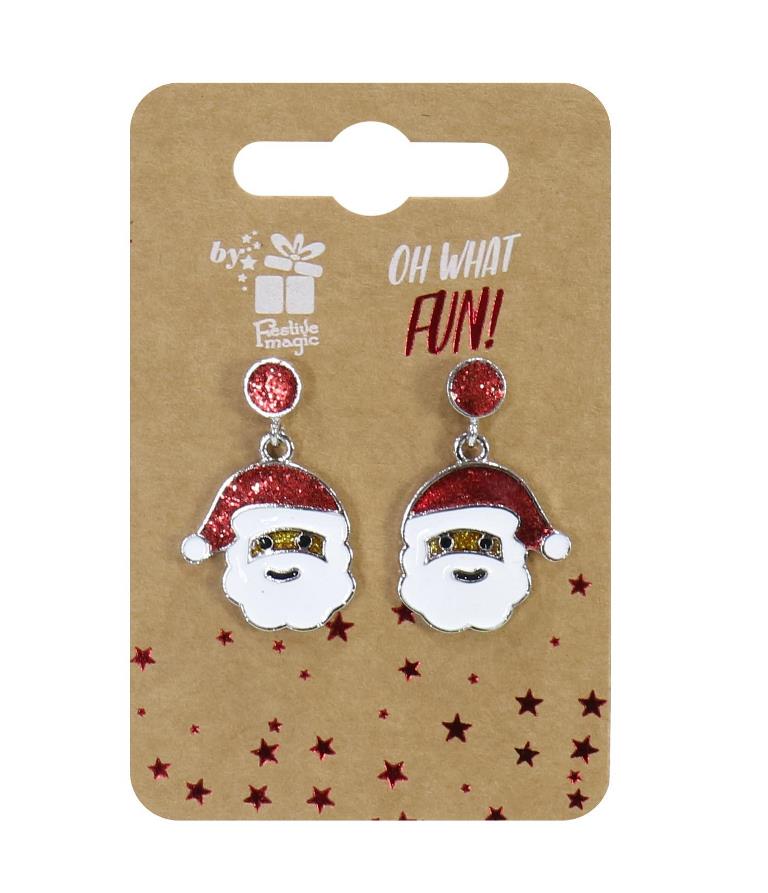 Metal Santa Face Stud Earrings - Click Image to Close