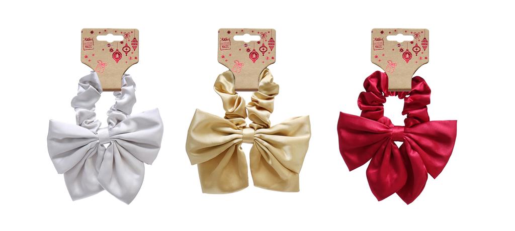 Hair Scrunchie With Bow ( Assorted Colours ) - Click Image to Close