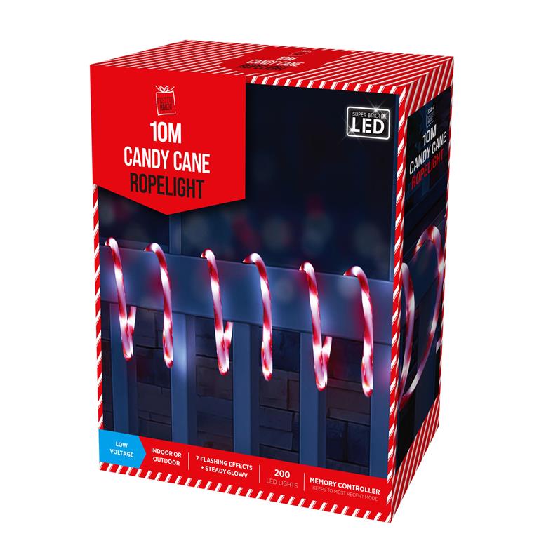 LED Candy Cane Ropelight 10M - Click Image to Close