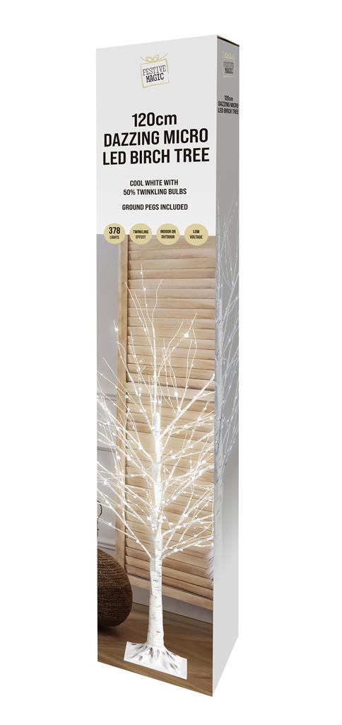 LED MICRO BIRCH TREE 1.2m TWINKLE COOL - Click Image to Close