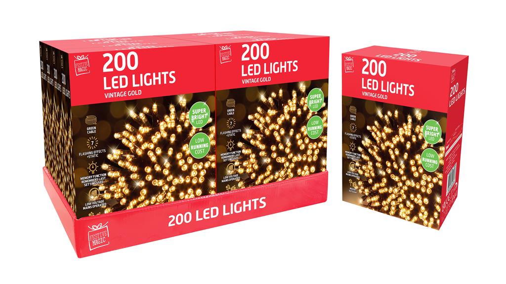 LED LIGHTS 200 VINTAGE GOLD - Click Image to Close