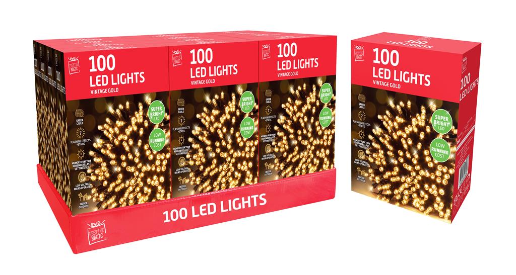 LED LIGHTS 100 VINTAGE GOLD - Click Image to Close