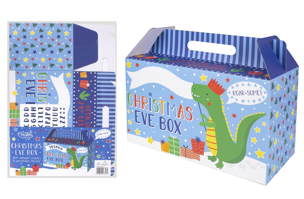 Blue Dinosaur Christmas Eve Box - Click Image to Close