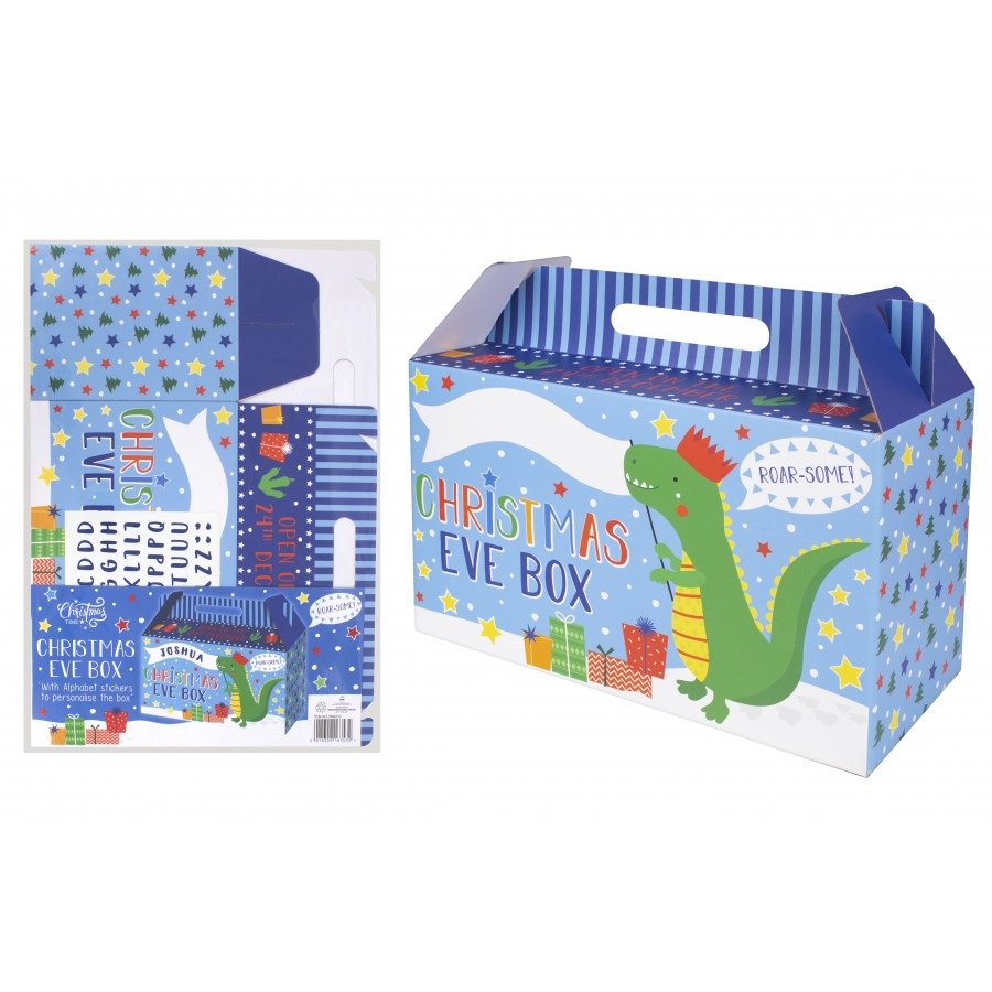 Blue Dinosaur Christmas Eve Box - Click Image to Close