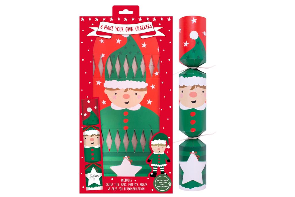 Christmas Crackers 12" x 6 Make Your Own Elf - Click Image to Close