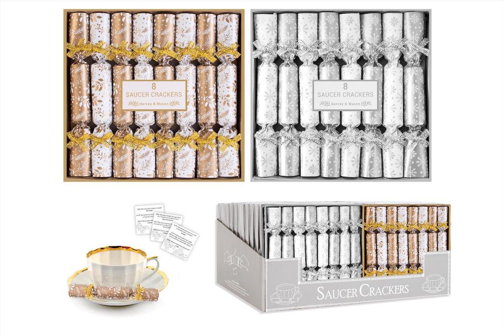 Harvey & Mason Gold / Silver Saucer Crackers 8 Pack - Click Image to Close