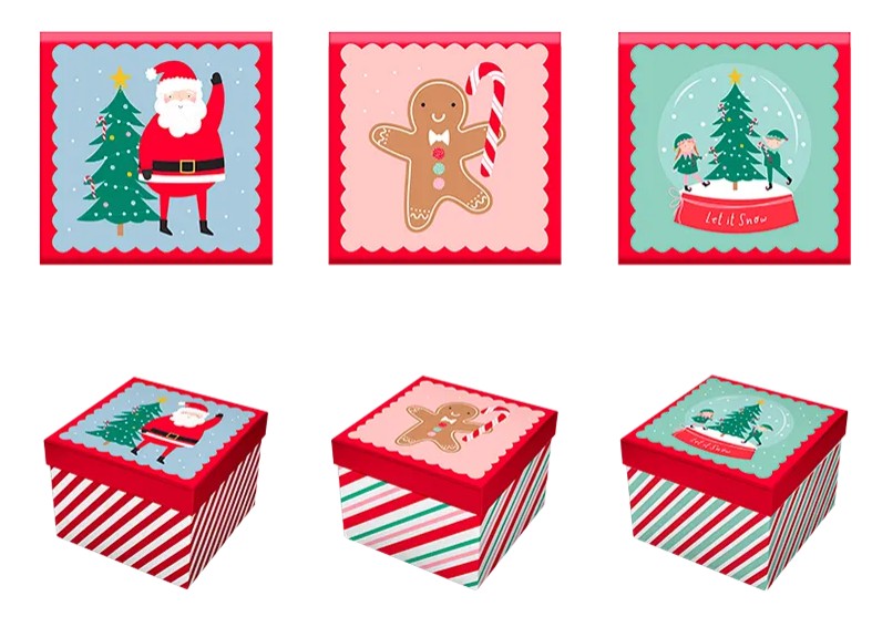 Christmas Square Gift Box 16cm x 16cm - Click Image to Close