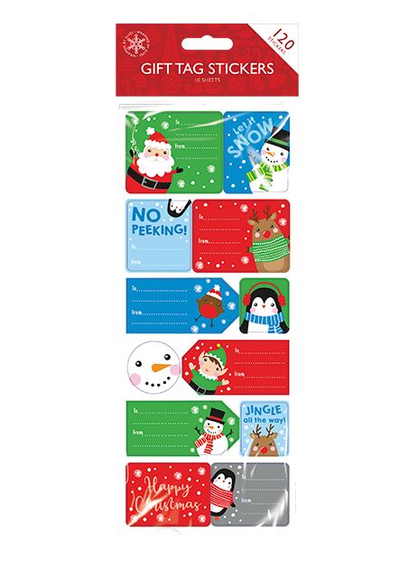 Top Seller Christmas Sticky Gift Tags - 120 Pack - Click Image to Close