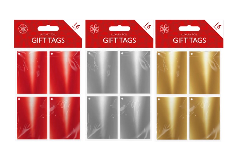 Christmas Foil Gift Tags - 16 Pack - Click Image to Close