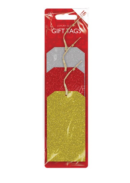 Glitter Gift Tags - 18 Pack - Click Image to Close