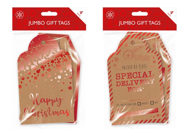 Christmas Jumbo Gift Tags - 4 Pack - Click Image to Close