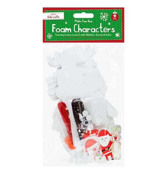 Christmas Craft Foam Characters - 9 Pack - Click Image to Close