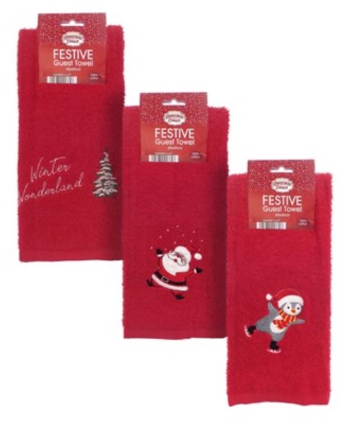 Christmas Design Guest Towels 100% Cotton - Click Image to Close
