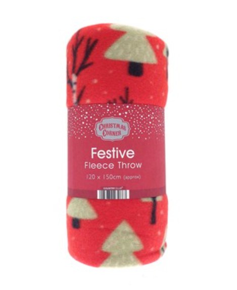Christmas Forest Festive Design Fleece Blanket Throws - Click Image to Close