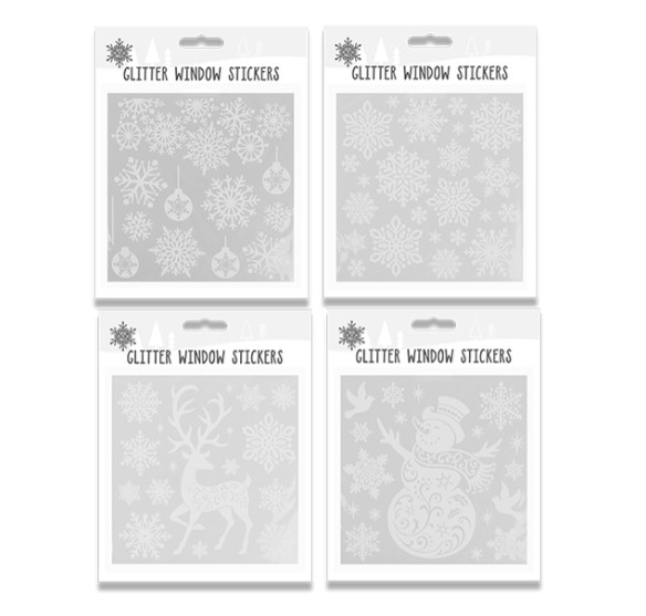 Glitter Christmas Window Stickers - Click Image to Close
