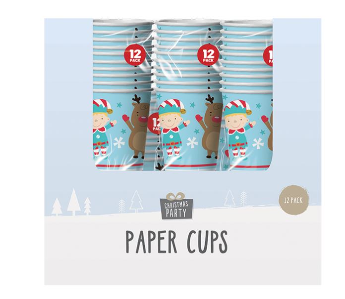Christmas Paper Cups 12 Pack - Click Image to Close