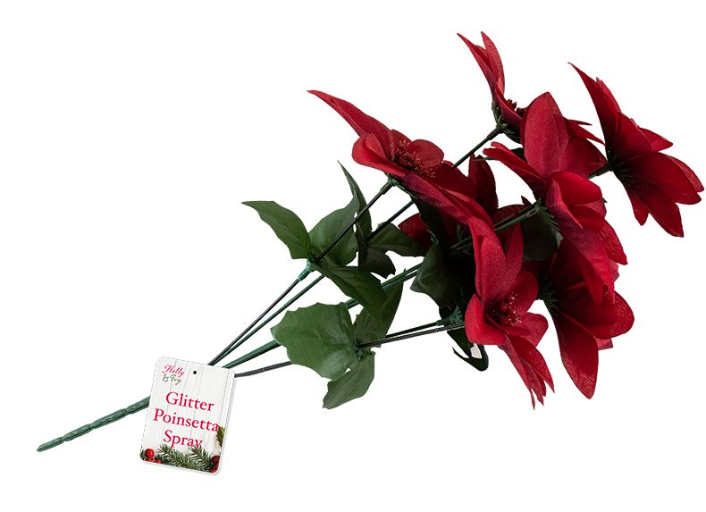 Christmas Glittered Poinsettia Spray - Click Image to Close