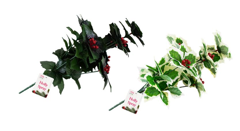 Decorative Christmas Holly Spray - Click Image to Close