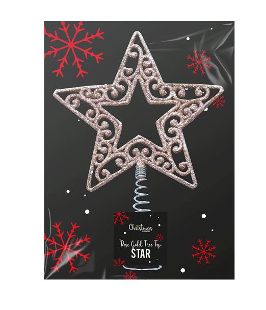 Rose Gold Tree Top Star 14cm - Click Image to Close