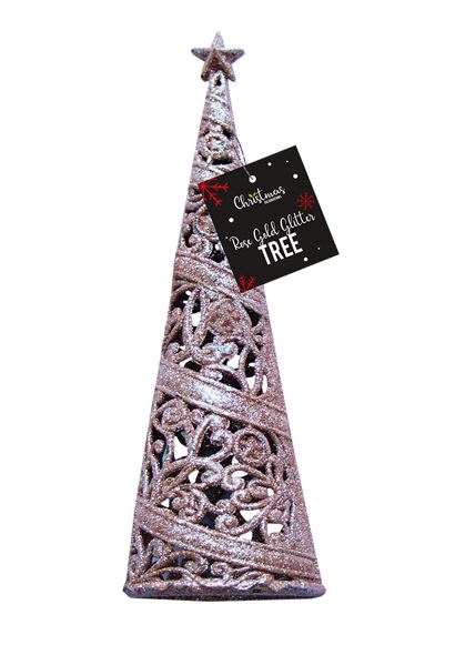 Rose Gold Christmas Tree 24cm - Click Image to Close