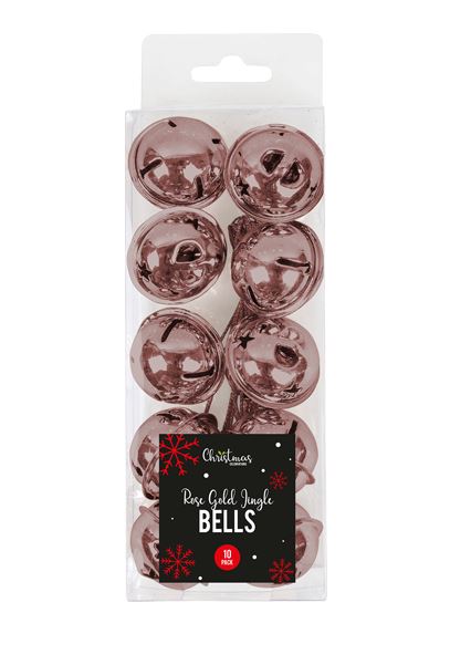 Rose Gold Christmas Jingle Bells - 10 Pack - Click Image to Close