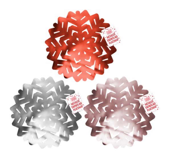 Metallic Snowflake Christmas Placemat - Click Image to Close