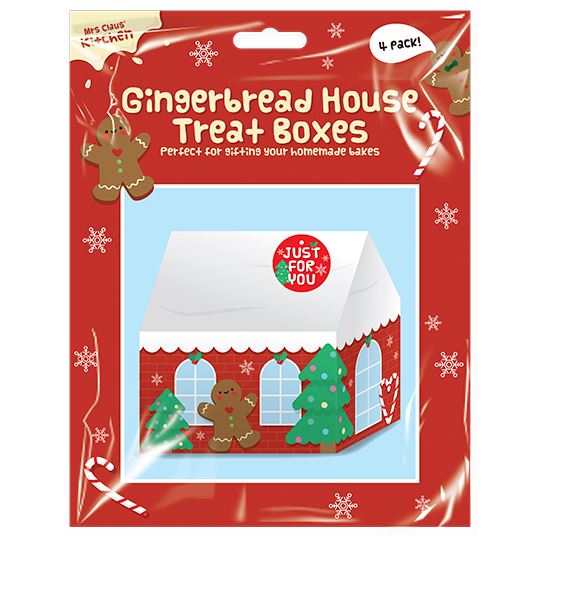 Gingerbread House Treat Boxes 4 Pack - Click Image to Close