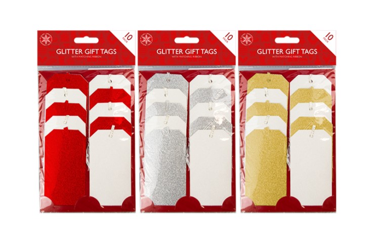 Glitter Gift Tags 10 Pack - Click Image to Close