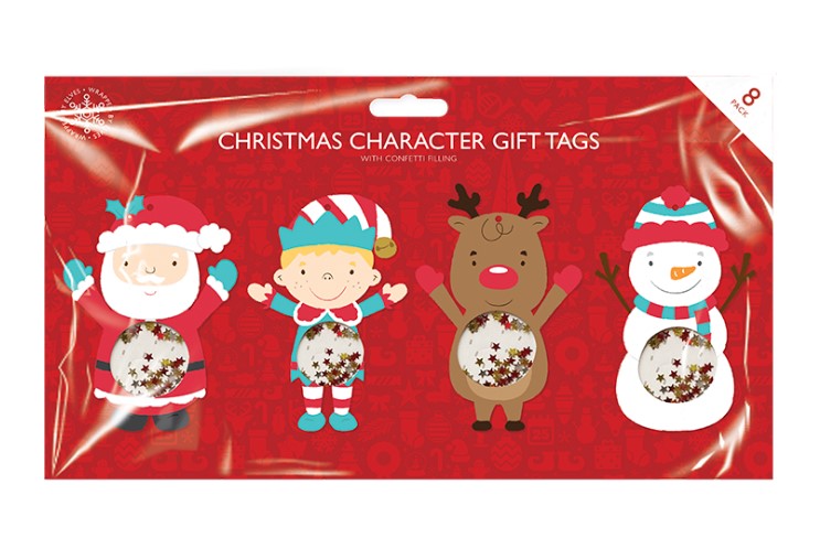 Christmas Figures Confetti Tags 8 Pack - Click Image to Close