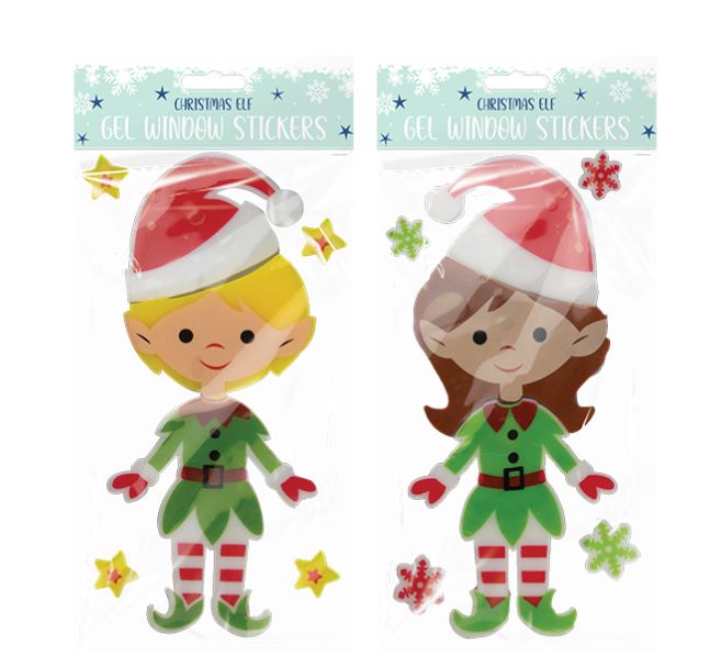 Christmas Elf Gel Window Sticker - Click Image to Close
